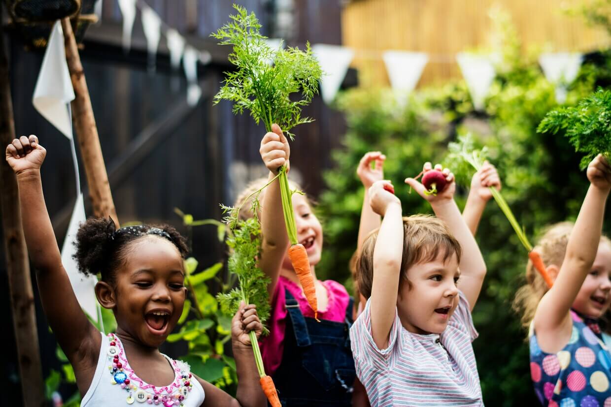 Children enjoying learning in nature