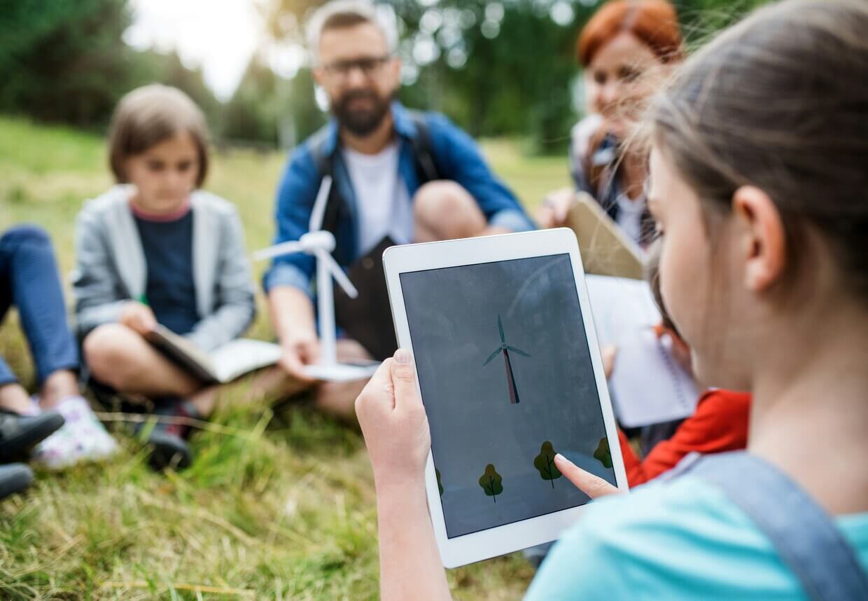 Children exploring renewable energy outdoors