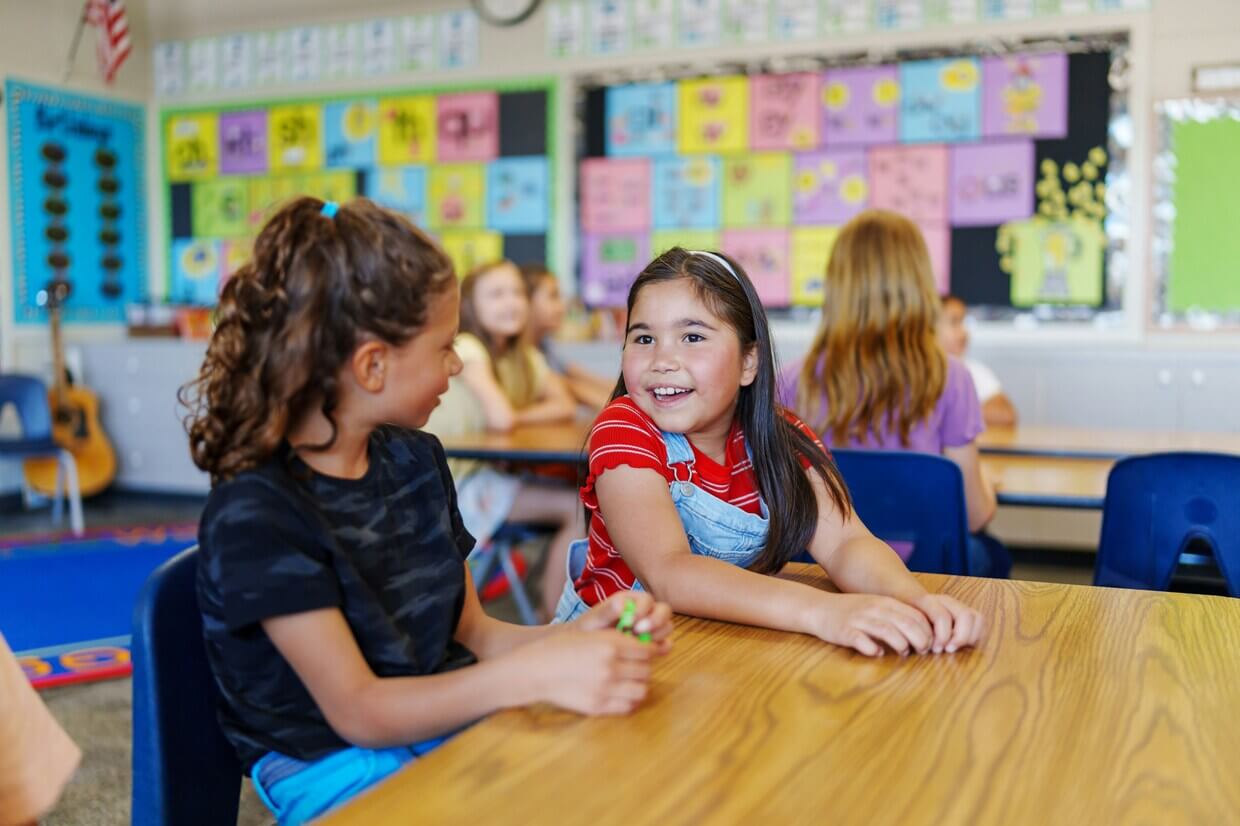 Children discussing and collaborating