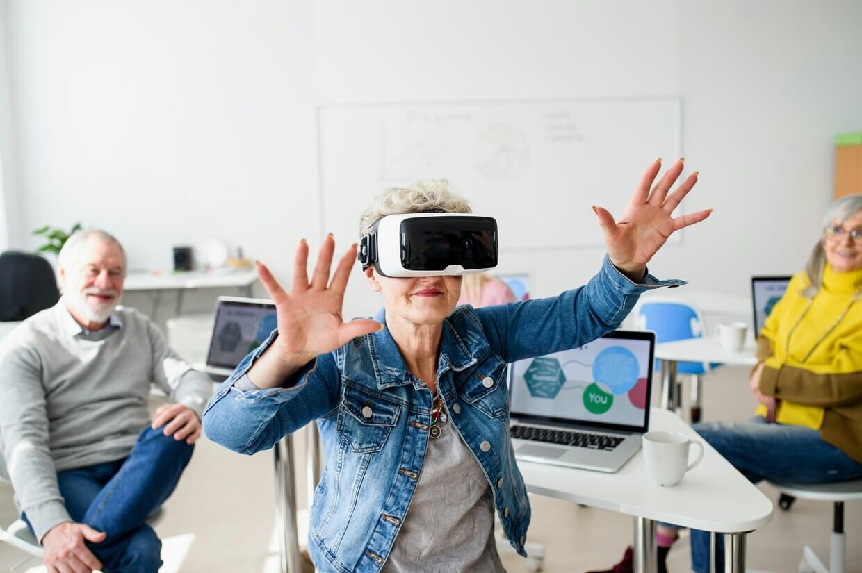 Teacher exploring new learning technology